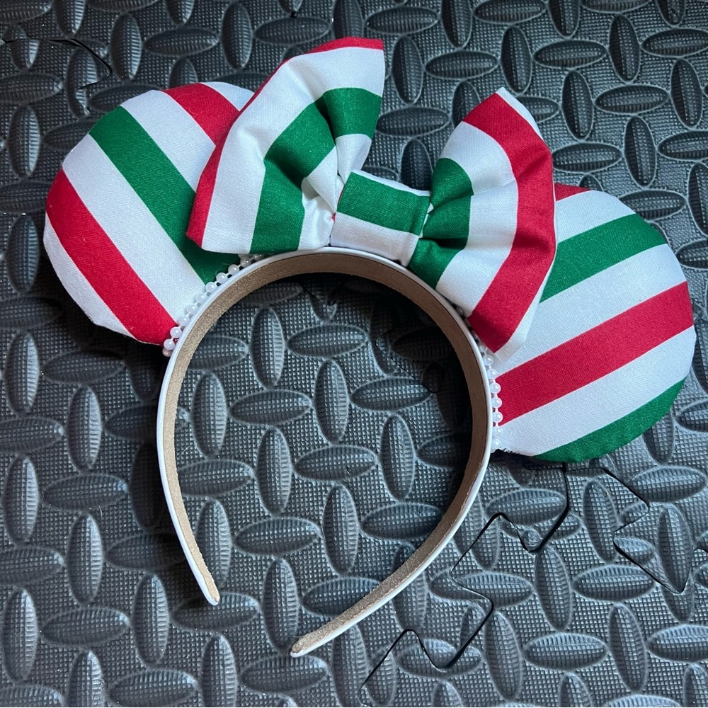 Holiday Christmas Striped Minnie Ear Headband